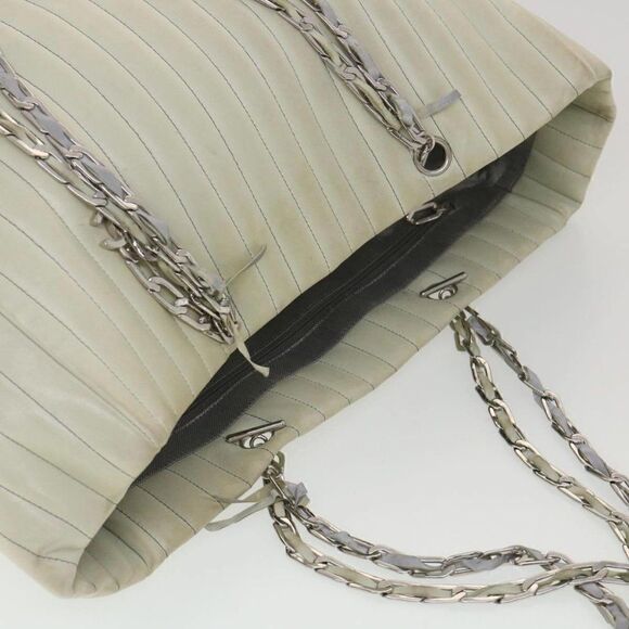 CHANEL Mademoiselle Chain Shoulder Bag Leather LIme Green CC - Picture 6 of 15